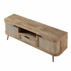 Izzy Curved Rattan 150cm TV Unit, Natural -Daals FT TV 03 NAT WB5