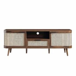 Izzy Curved Rattan 150cm TV Unit, Walnut -Daals FT TV 03 WALN WB1