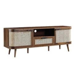 Izzy Curved Rattan 150cm TV Unit, Walnut -Daals FT TV 03 WALN WB2