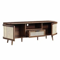 Izzy Curved Rattan 150cm TV Unit, Walnut -Daals FT TV 03 WALN WB3