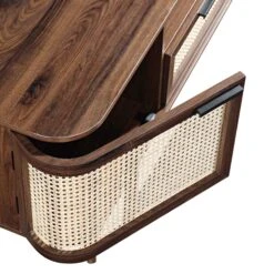 Izzy Curved Rattan 150cm TV Unit, Walnut -Daals FT TV 03 WALN detail1