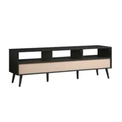 Frances Woven Rattan 160cm 3-Drawer TV Unit, Black -Daals FT TV 05 BLACK WB6