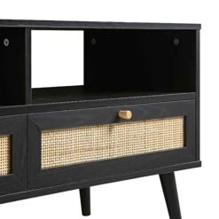 Frances Woven Rattan 160cm 3-Drawer TV Unit, Black -Daals FT TV 05 BLACK detail1