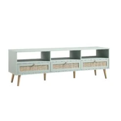 Frances Woven Rattan 160cm 3-Drawer TV Unit, Mint -Daals FT TV 05 SAGE WB2