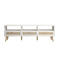 Frances Woven Rattan 160cm 3-Drawer TV Unit, White -Daals FT TV 05 WHITE WB1