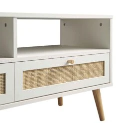Frances Woven Rattan 160cm 3-Drawer TV Unit, White -Daals FT TV 05 WHITE detail1