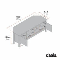 Oakham 120cm Corner TV Unit, Desert Sage -Daals FT TV 09 CHART