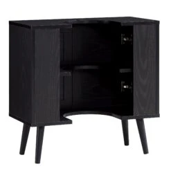 Frances Woven Rattan 2-Door Bathroom Undersink Unit, Black -Daals FT UDS 01 BLACK WB5