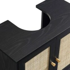 Frances Woven Rattan 2-Door Bathroom Undersink Unit, Black -Daals FT UDS 01 BLACK detail1