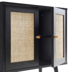 Frances Woven Rattan 2-Door Bathroom Undersink Unit, Black -Daals FT UDS 01 BLACK detail2