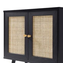 Frances Woven Rattan 2-Door Bathroom Undersink Unit, Black -Daals FT UDS 01 BLACK detail3