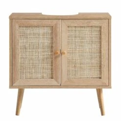 Frances Woven Rattan 2-Door Bathroom Undersink Unit, Natural -Daals FT UDS 01 NAT WB2