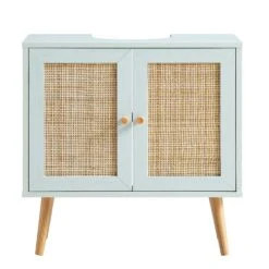 Frances Woven Rattan 2-Door Bathroom Undersink Unit, Mint Green -Daals FT UDS 01 SAGE WB1