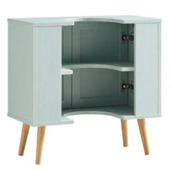 Frances Woven Rattan 2-Door Bathroom Undersink Unit, Mint Green -Daals FT UDS 01 SAGE WB4