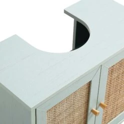 Frances Woven Rattan 2-Door Bathroom Undersink Unit, Mint Green -Daals FT UDS 01 SAGE detail1