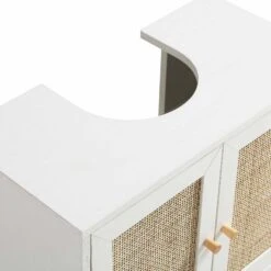 Frances Woven Rattan 2-Door Bathroom Undersink Unit, White -Daals FT UDS 01 WHITE detail1
