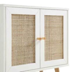 Frances Woven Rattan 2-Door Bathroom Undersink Unit, White -Daals FT UDS 01 WHITE detail2