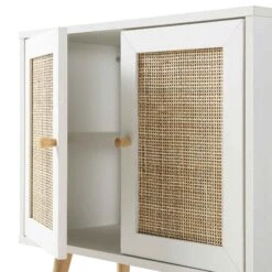 Frances Woven Rattan 2-Door Bathroom Undersink Unit, White -Daals FT UDS 01 WHITE detail3