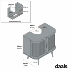 Izzy Curved Rattan Undersink Unit, Natural -Daals FT UDS 02 CHART