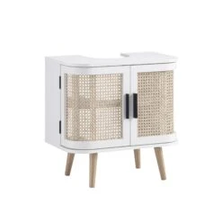 Izzy Curved Rattan Undersink Unit, White -Daals FT UDS 02 WHITE WB2