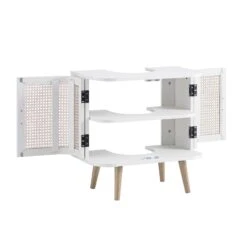 Izzy Curved Rattan Undersink Unit, White -Daals FT UDS 02 WHITE WB4