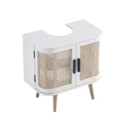 Izzy Curved Rattan Undersink Unit, White -Daals FT UDS 02 WHITE WB5