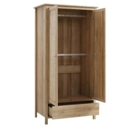 Frances Rattan Double Wardrobe With 1 Drawer, Natural -Daals FT WARD 01 NAT WB3