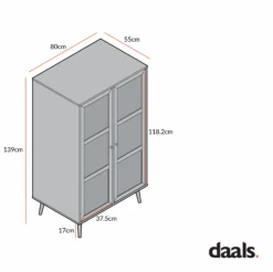 Frances Woven Rattan Compact Double Wardrobe, Natural -Daals FT WARD 02 CHART