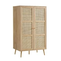 Frances Woven Rattan Compact Double Wardrobe, Natural -Daals FT WARD 02 NAT WB2