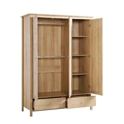 Frances Rattan Triple Wardrobe With 2 Drawers, Natural -Daals FT WARD 03 NAT WB3