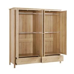Frances Rattan 4-Door Wardrobe With 2 Drawers, Natural -Daals FT WARD 04 NAT WB3