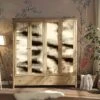 Frances Rattan 4-Door Wardrobe With 2 Drawers, Natural