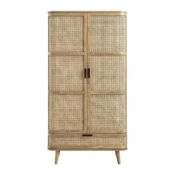 Izzy Curved Rattan Double Wardrobe, Natural -Daals FT WARD 05 NAT WB1