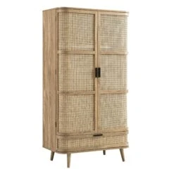 Izzy Curved Rattan Double Wardrobe, Natural -Daals FT WARD 05 NAT WB2