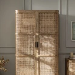 Izzy Curved Rattan Double Wardrobe, Natural -Daals FT WARD 05 NAT scene3