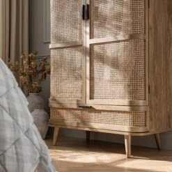Izzy Curved Rattan Double Wardrobe, Natural -Daals FT WARD 05 NAT scene4