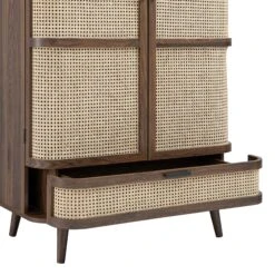 Izzy Curved Rattan Double Wardrobe, Walnut -Daals FT WARD 05 WALN detail2