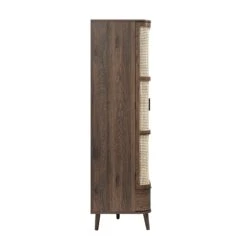 Izzy Curved Rattan 4-Door Wardrobe, Walnut -Daals FT WARD 07 WALN WB5