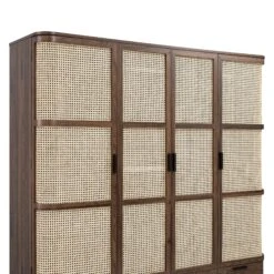 Izzy Curved Rattan 4-Door Wardrobe, Walnut -Daals FT WARD 07 WALN detail1