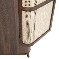 Izzy Curved Rattan 4-Door Wardrobe, Walnut -Daals FT WARD 07 WALN detail3