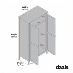 Oakham Double Wardrobe, Wild Cherry -Daals FT WARD 08 CHART 2