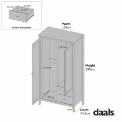 Oakham Mirrored Double Wardrobe, Nude Pink -Daals FT WARD 09 CHART 1