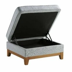 Dipley Sage Woven Fabric Storage Footstool -Daals GCSF 2339 SAGE WOV STOOL WB3