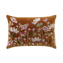 Botanica Collection Apricot Velvet Hand Embroidered Cushion -Daals HW CUSH BOTANICAAPRICOT35 WB1