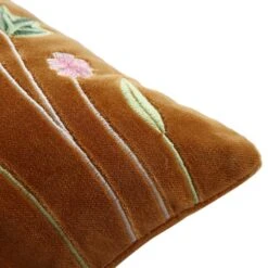 Botanica Collection Apricot Velvet Hand Embroidered Cushion -Daals HW CUSH BOTANICAAPRICOT35 detail2