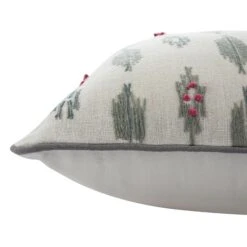 Patola Ikat Slate Blue And Pink French Knot Linen Cushion -Daals HW CUSH IKAT PATOLA BLUEPINK detail2