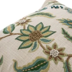 Flora & Fauna Hand Embroidered Jacobean Oasis Cushion -Daals HW CUSH JACOOASIS detail2