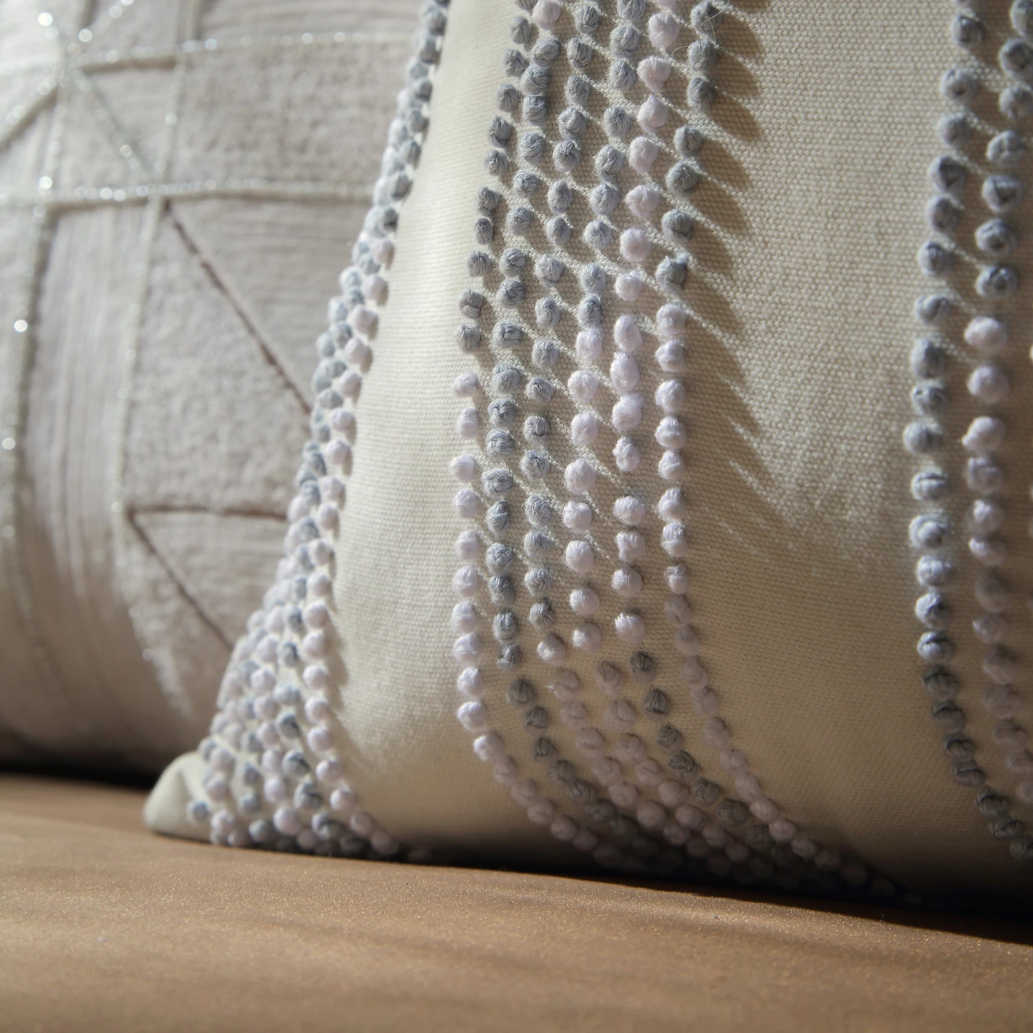 Indigo Collection Laguna French Knot White & Blue Cotton Cushion 3 Indigo Collection Laguna French Knot White & Blue Cotton Cushion - Image 3