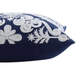 Indigo Collection Lucia Hand Embroidered Swirl Cushion 8 Indigo Collection Lucia Hand Embroidered Swirl Cushion -Daals HW CUSH LUCIA45 detail1