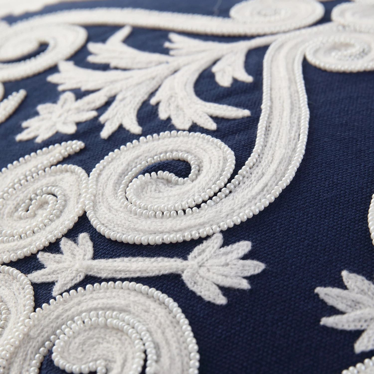 Indigo Collection Lucia Hand Embroidered Swirl Cushion 5 Indigo Collection Lucia Hand Embroidered Swirl Cushion - Image 5
